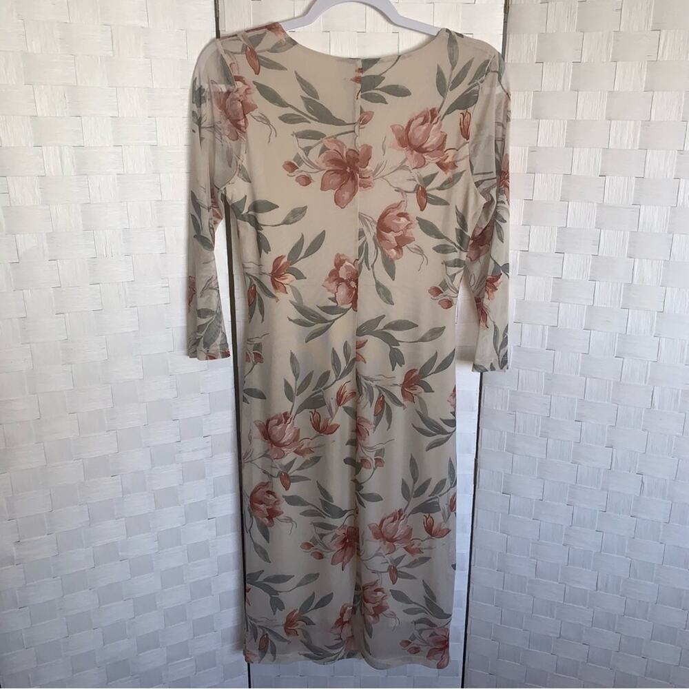 Kate And Lily Floral Midi Stretchy Mesh Overlay Sheath Dress Women’s Size 6 - Picture 9 of 9